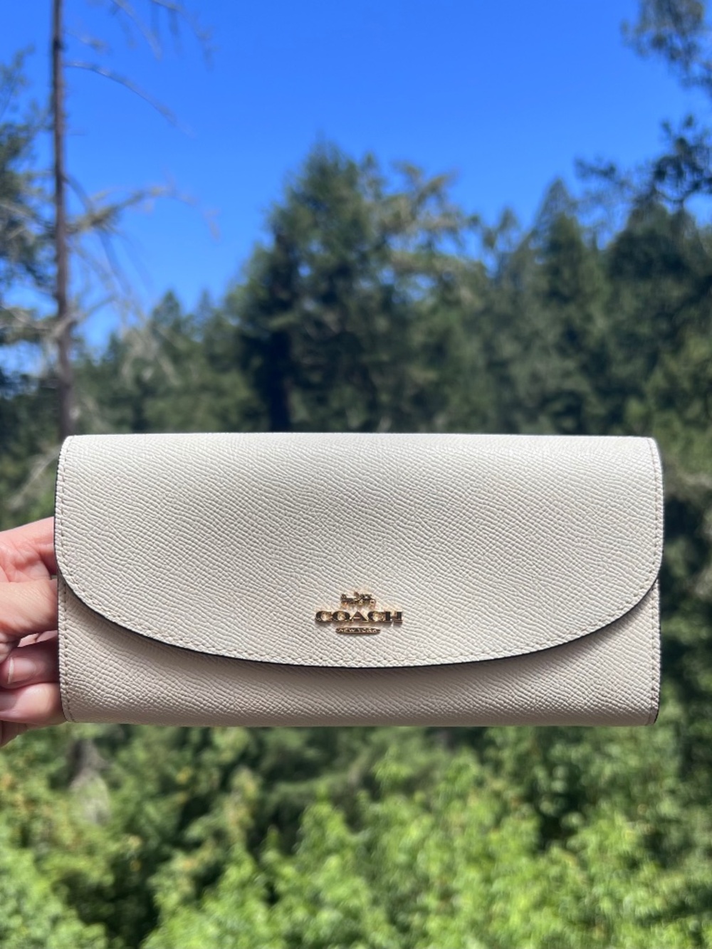 VINTAGE COACH Wallet Chalk White Leather with Gold Hardware AUTHENTIC